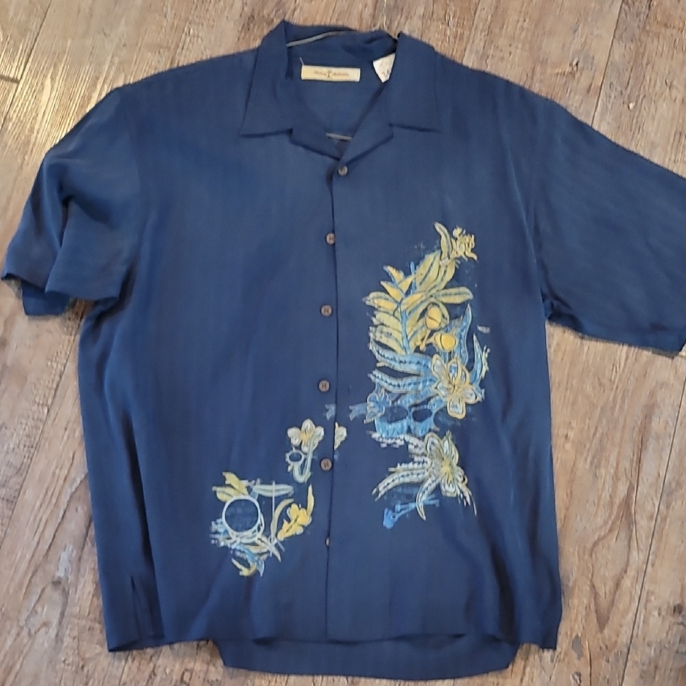 Tommy Bahama Navy Shirt BUNGALOW BLUES